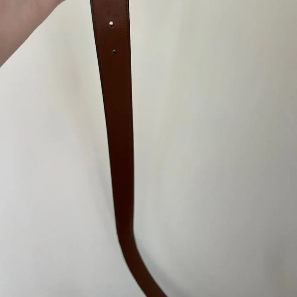Brighton men's sz 38 Brown Leather Belt with Gold Buckle preworn